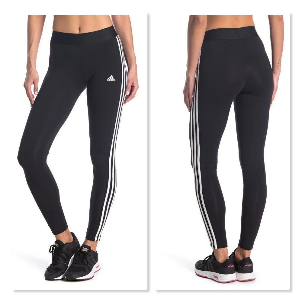Adidas 3-Stripes Climalite Leggings - size Xs in Black/White